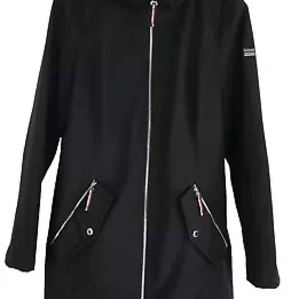 Tommy Hilfiger Black Utility Jacket with Stand-Up Collar and Modern Design